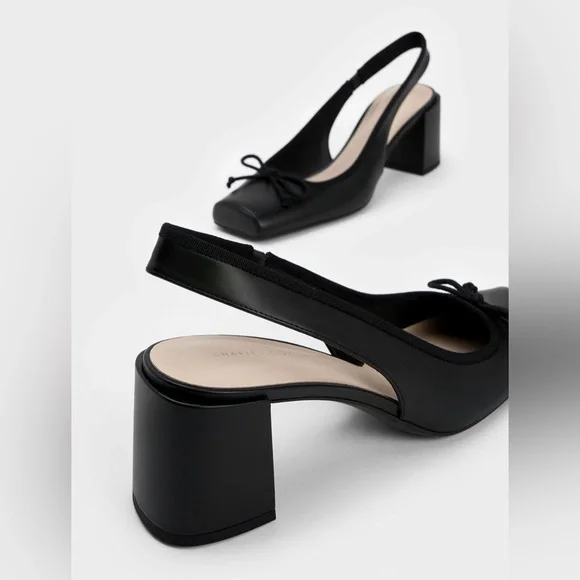 Charles & Keith - Bow Slingback Pumps - Black - Picture 5 of 6